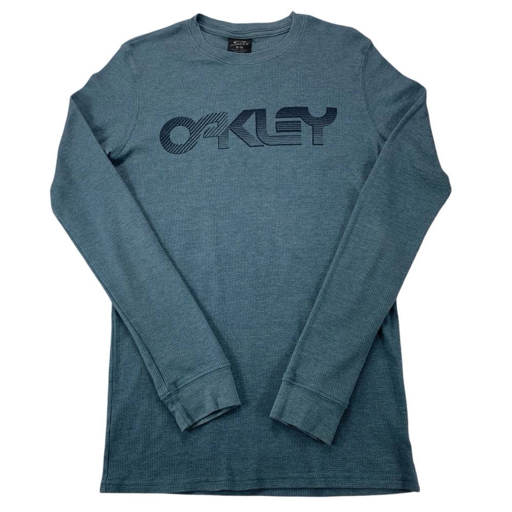 Oakley Long Sleeve Shirt Men’s Medium Blue Waffle Knit Logo